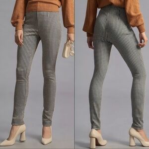 Anthropologie‎ Maeve Pants Womens Size 6 Black White Gingham Bombshell Stretch